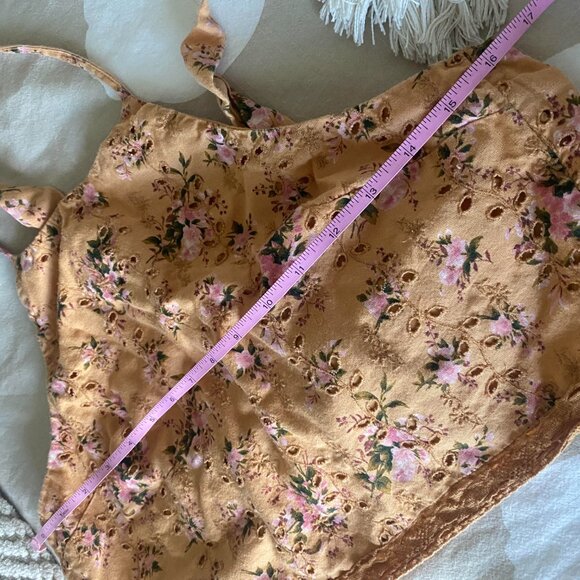 AMERICAN EAGLE Floral Yellow Linen Blend Eyelet Cropped Halter Top Size M - Picture 5 of 9